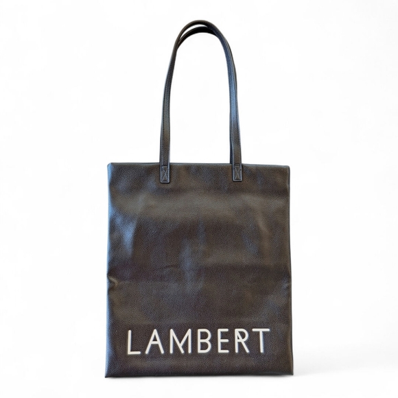 Lambert Logo Pebbled‎ Vegan Leather Shopper Tote Minimalist Everyday Work Bag - Picture 2 of 5